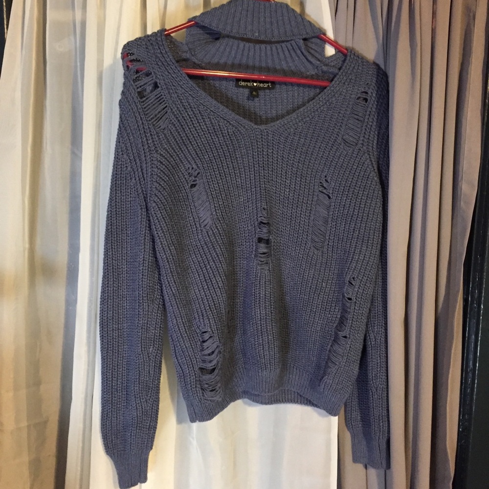 Distressed knit sweater